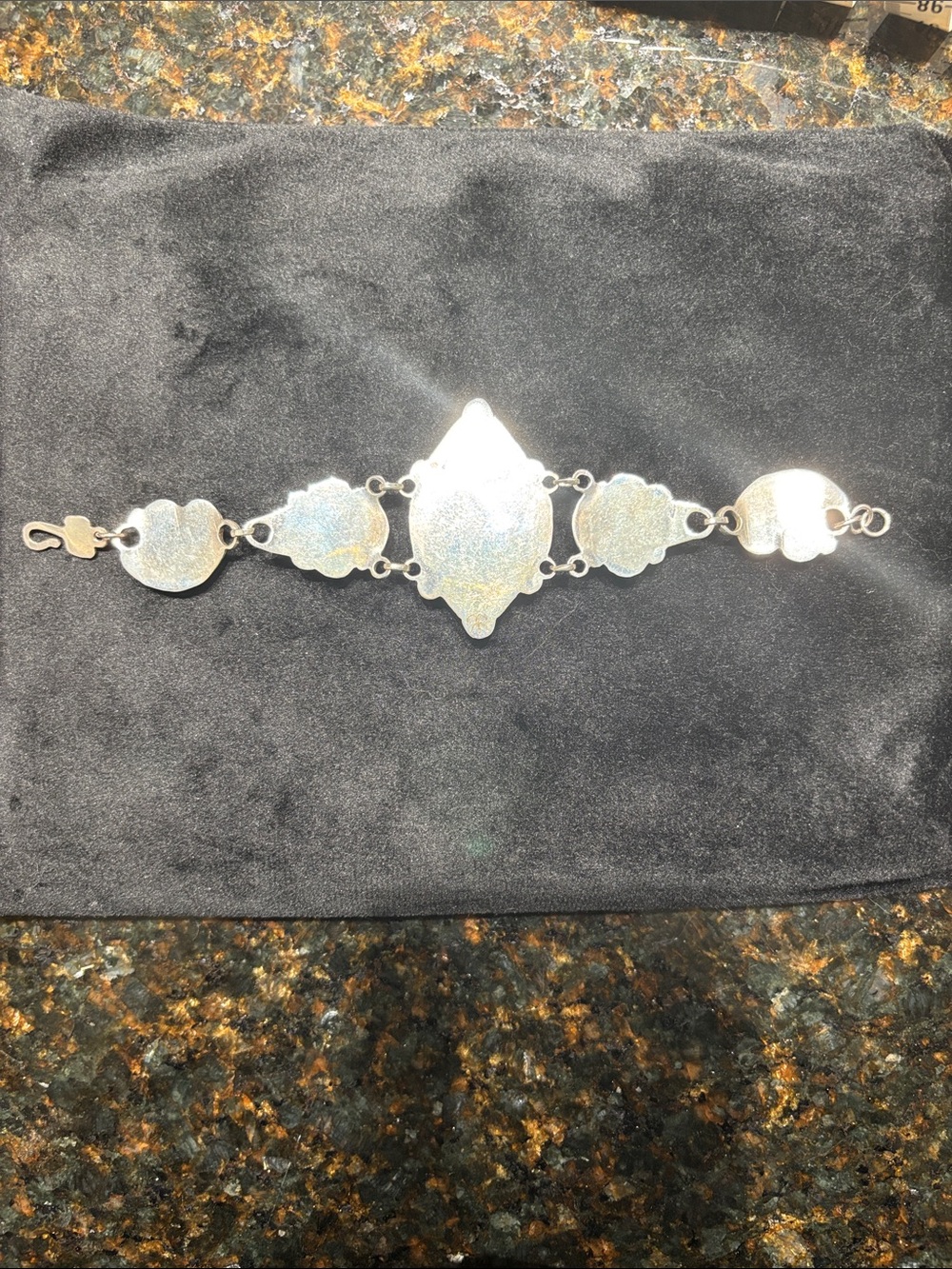 Custom Bracelet- Silver Multi-Stone with Blue Moonstone Center - Picture 3 of 5